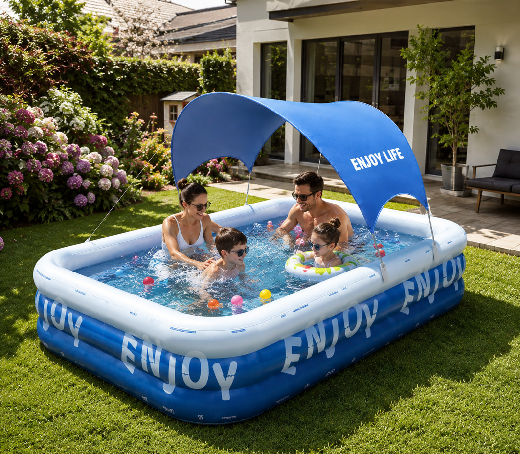 Family Inflatable Pool with Sunshade Canopy gallery