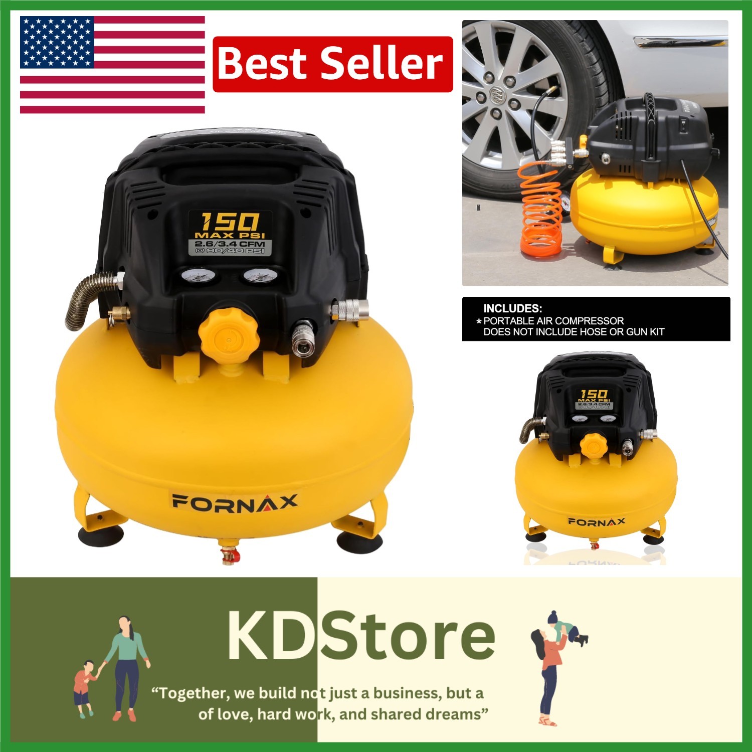 Efficient 6 Gallon Pancake Air Compressor – Dual Couplers and Oil-Free Operation gallery