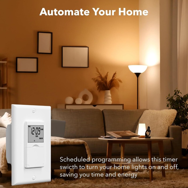 BN-LINK 7 Day Programmable In-Wall Timer Switch Digital for Fans, Lights, Motors gallery