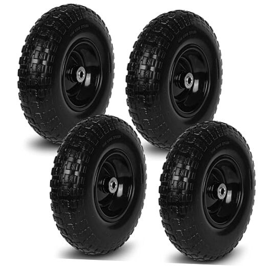 4 PCS 13 Inch Rubber Solid Flat Free Replacement Tires 13x400-6PU-bigF-4packs gallery
