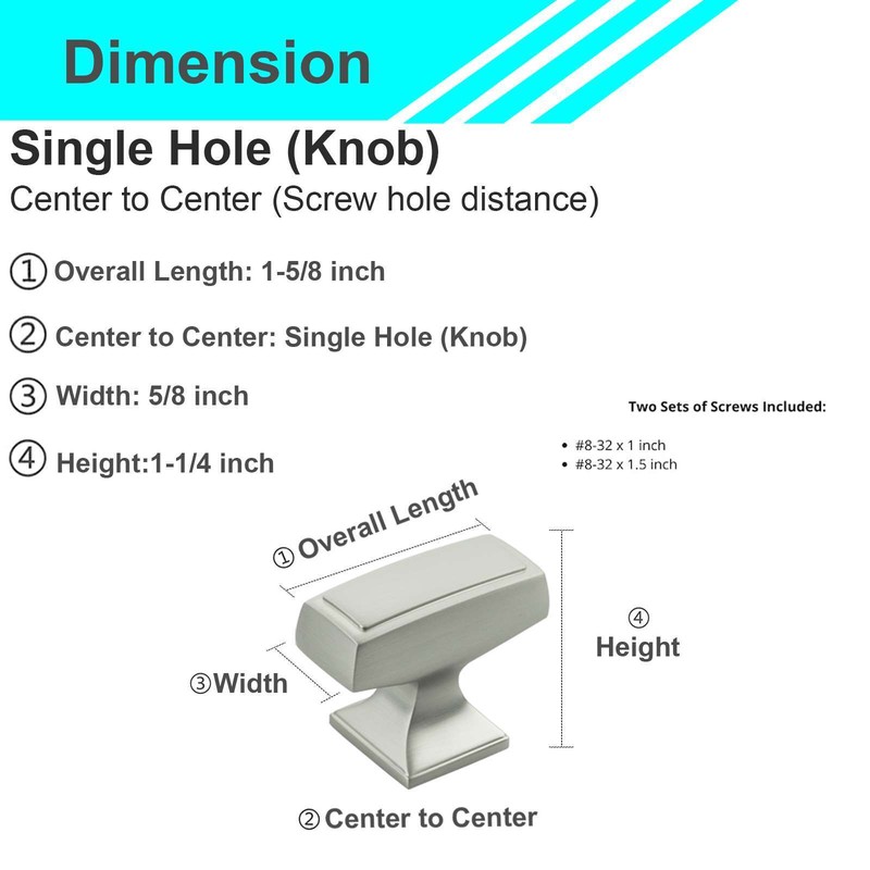 Solid Brushed Nickel Square Cabinet Pulls Knobs Handles Kitchen Bathroom Drawers gallery