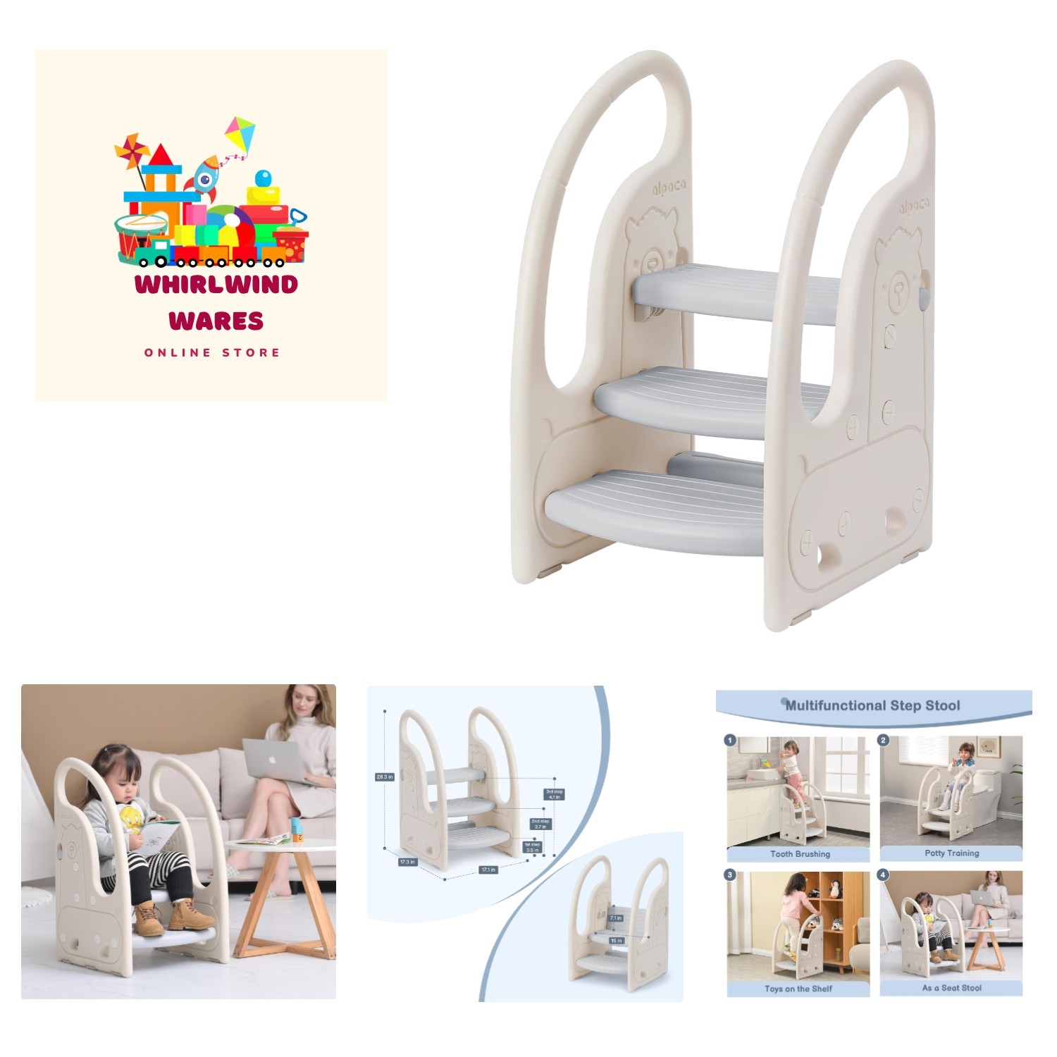 Adjustable Toddler Step Stool - 3 Steps for Easy Kitchen & Potty Training Access gallery