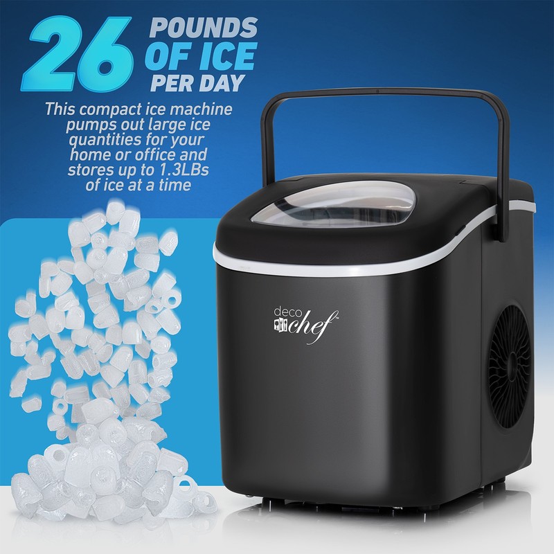 Deco Chef Compact Countertop Ice Maker 26LBs in 24HRs, 9 Cubes in 6 MIN, Black gallery