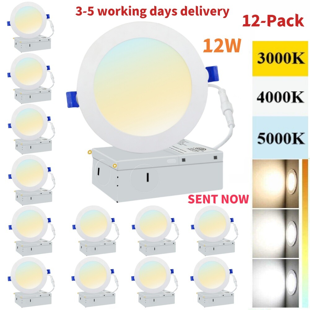 6-Inch Recessed 3CCT Dimmable LED Slim Panel Lights 12/24/36/48-Pack 12W 1080LM gallery