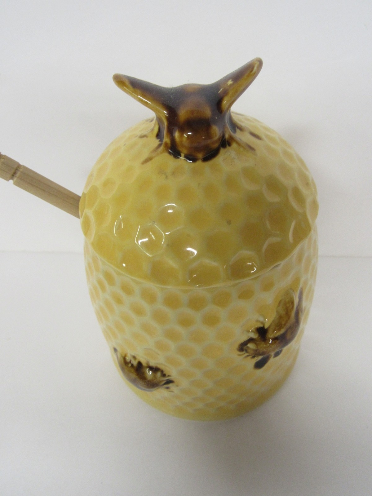 Creative Co-op Ceramic Honey Jar With Bees And Wooden Dipper DA5101 Ships Free gallery