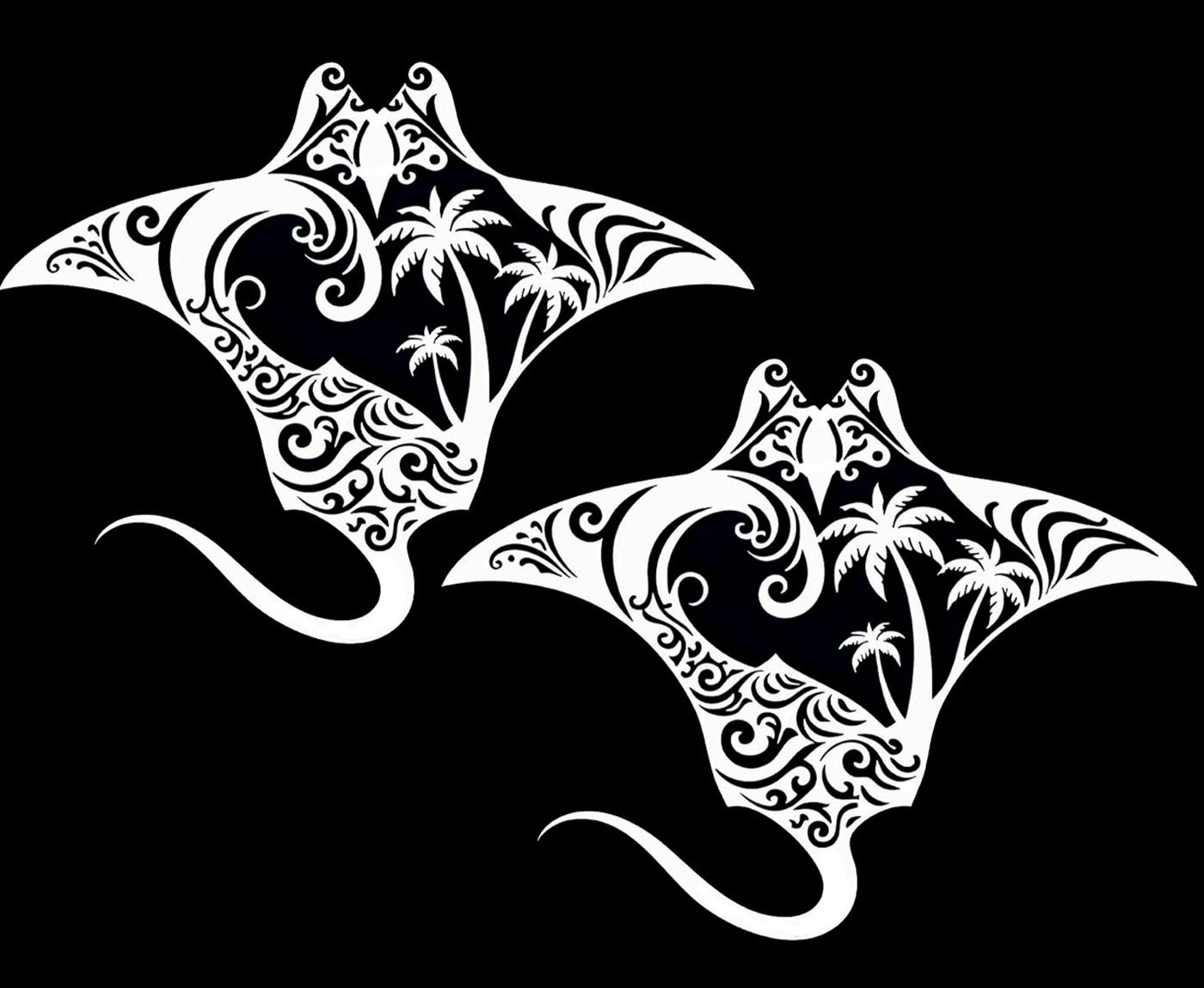 Stingray Palm Trees Nautical Decor Sea Life Two 5" Vinyl Decals Car Truck Window gallery