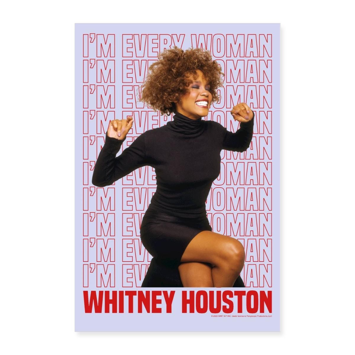Whitney Houston Lettering Background Poster 24” x 36”, One Size, white gallery