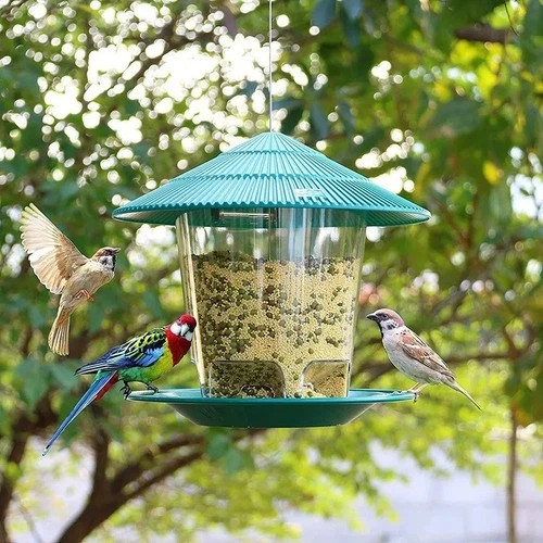 Round Hanging Bird Feeder Squirrel Proof 1000ml Large Auto-Dispense Seed Green gallery