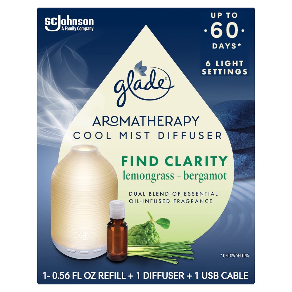 Glade Aromatherapy Diffuser with Essential Oils Italian Bergamot Lemongrass