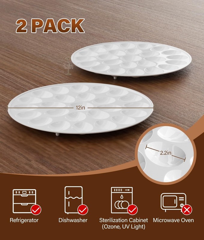 PAHTTO Deviled Egg Platter 2PACK with 24 Slot Each 12inch Diameter Portable gallery