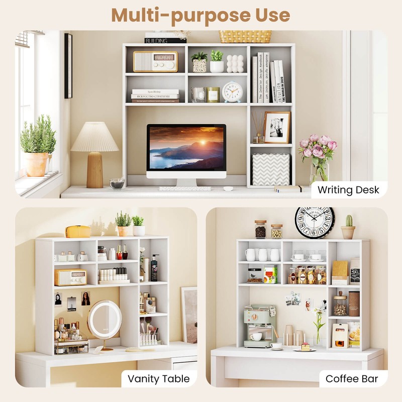 Desktop Bookshelf w/ 7 Open Cubbies & 3 Adjustable Shelves for Home Office Dorm gallery