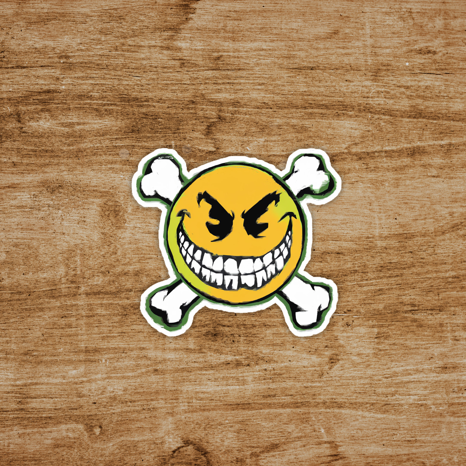 Evil Smiley Face Skull & Crossbones Vinyl Sticker Decal for Laptops, Cars, Water gallery