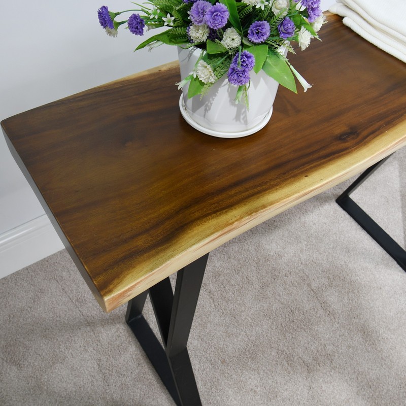 Rustic Suar Wood Console Table Natural Edge Sofa Table for Living Room Entryway gallery