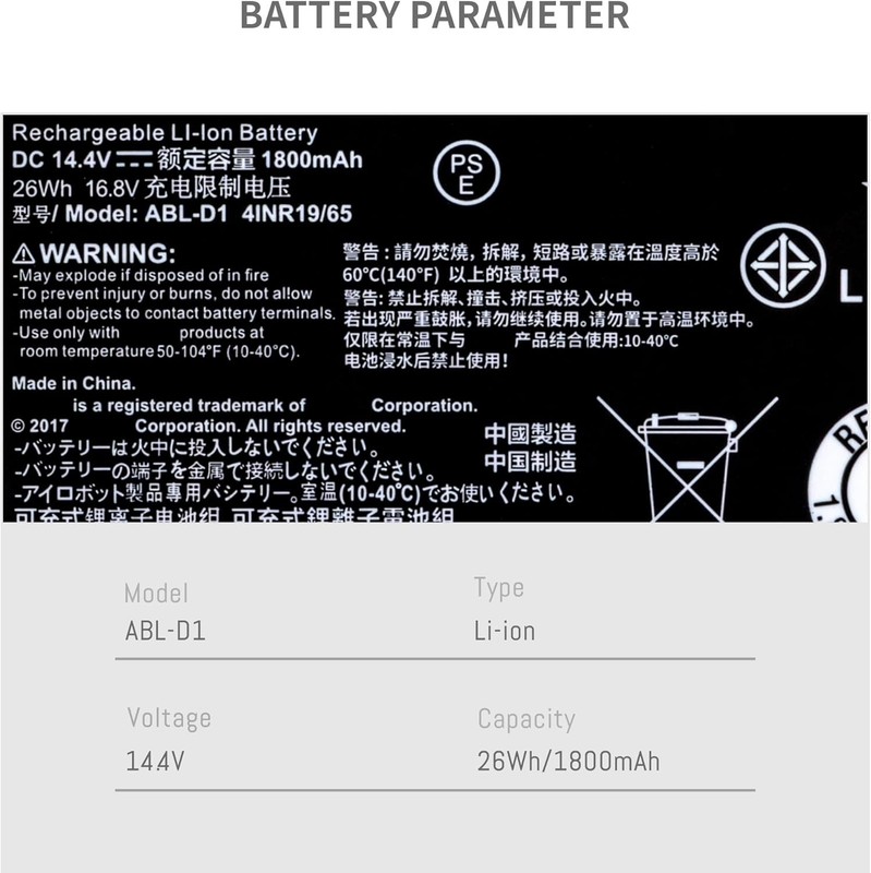 ABL D1 Battery for iRobot Roomba e e5 e6 e5150 e5152 e6198 and i Series i3 3150 gallery