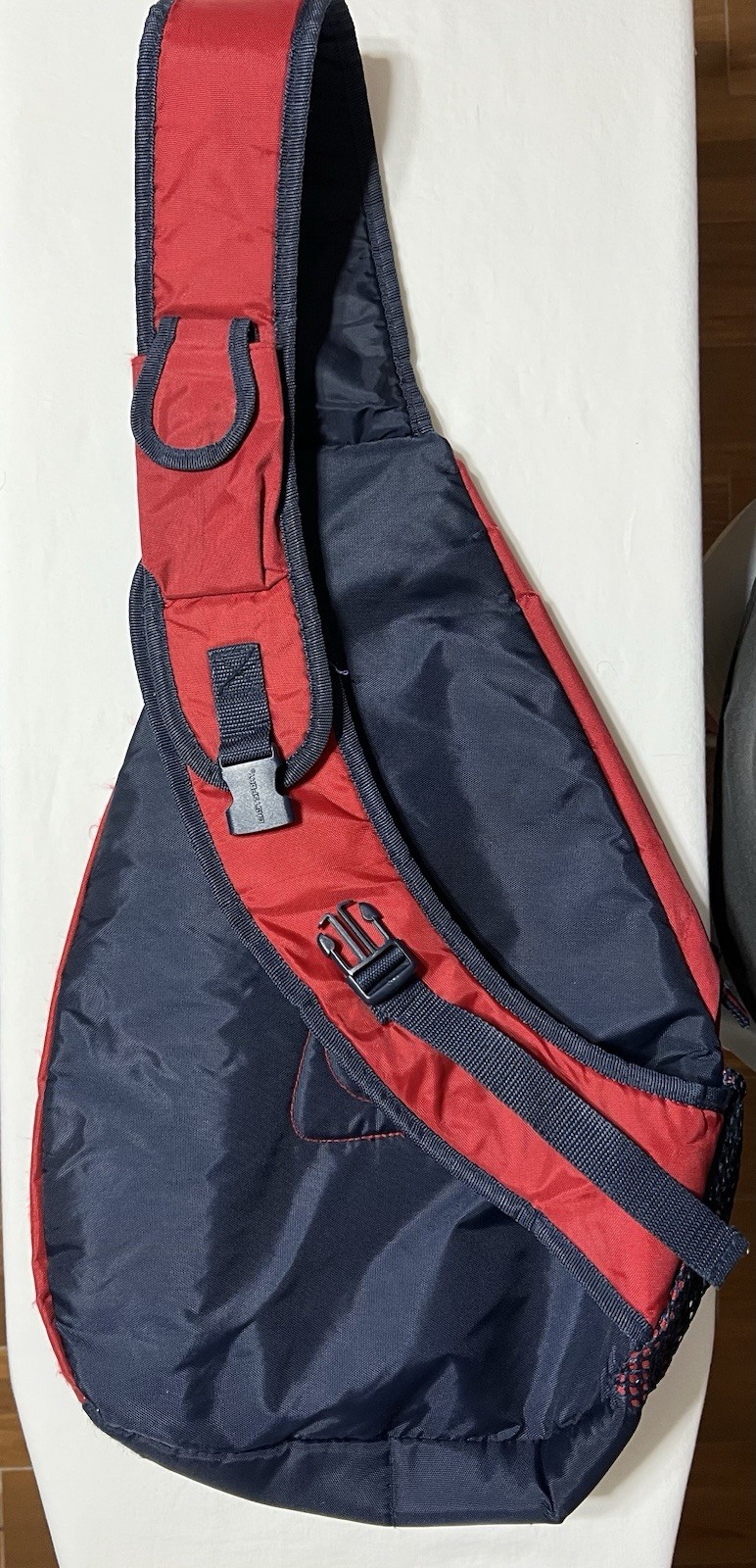 Back Pack Slingback Design Red AndBlue Multi Pocket One Strap Adjustable 3