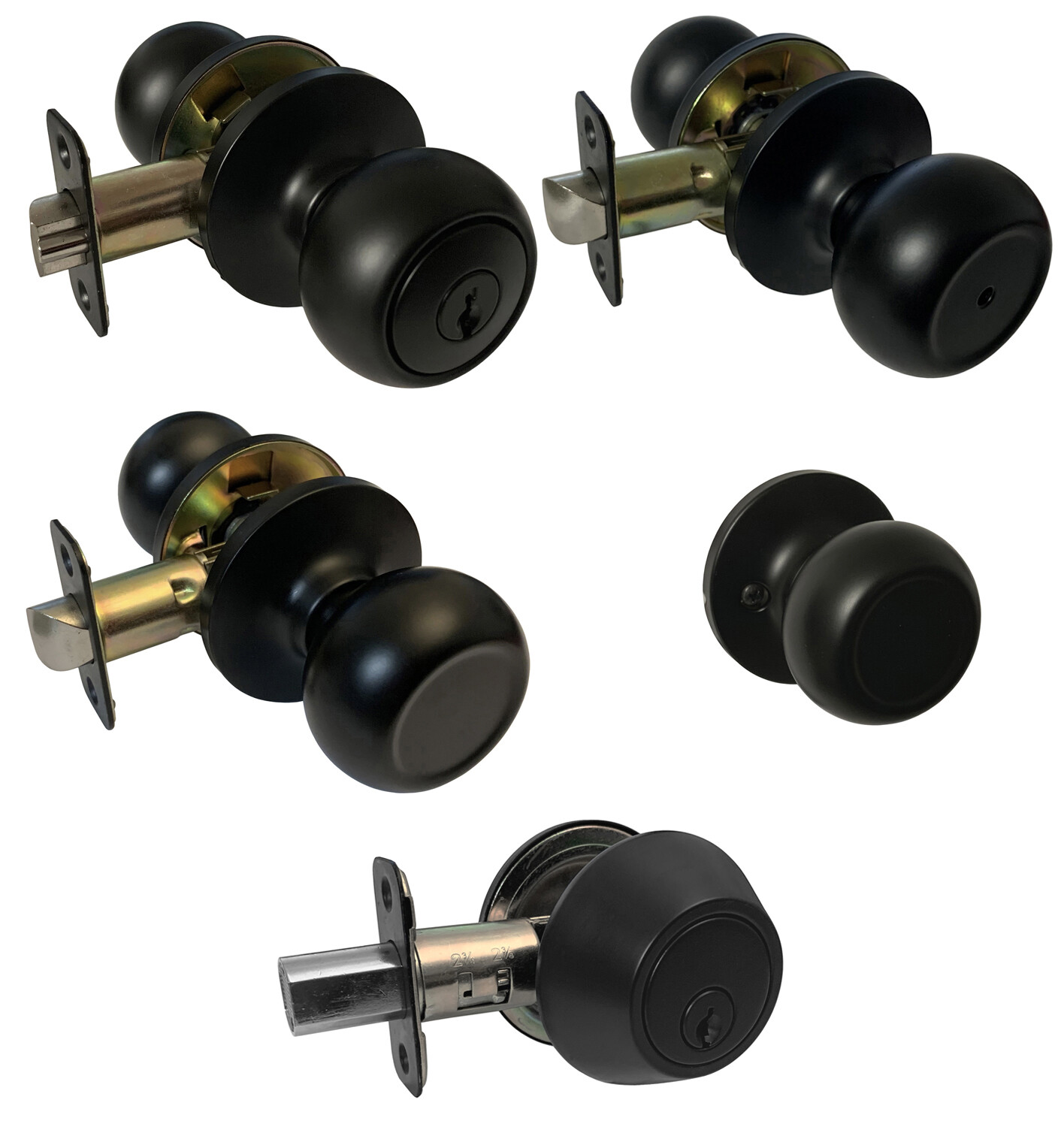 House Guard Matte Black Round Door Locks Knobs Keyed privacy passage deadbolt gallery