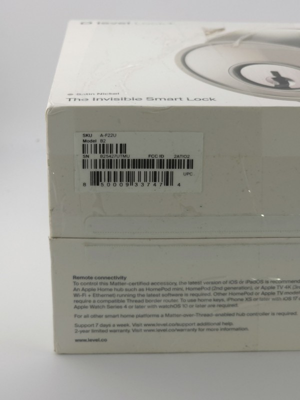 Level Lock+ (Matter) Second Edition Smart Lock – Satin Nickel – Open Box A-F22U gallery