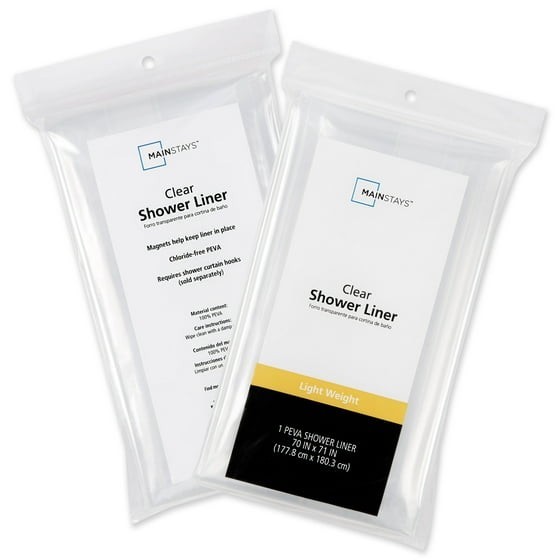 2 pack Mainstays Light Weight PEVA Shower Curtain Liner, 70" x 71" – Clear gallery