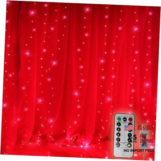 300 LED Curtain Christmas String Lights, Backdrop Fairy Lights With Remote Red gallery
