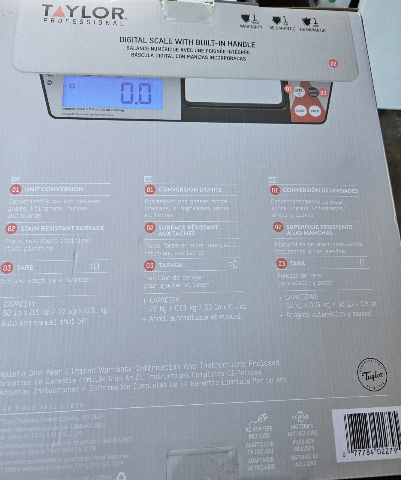 Taylor TE50 50-Pound Digital Scale with Handle, New SALE!! gallery