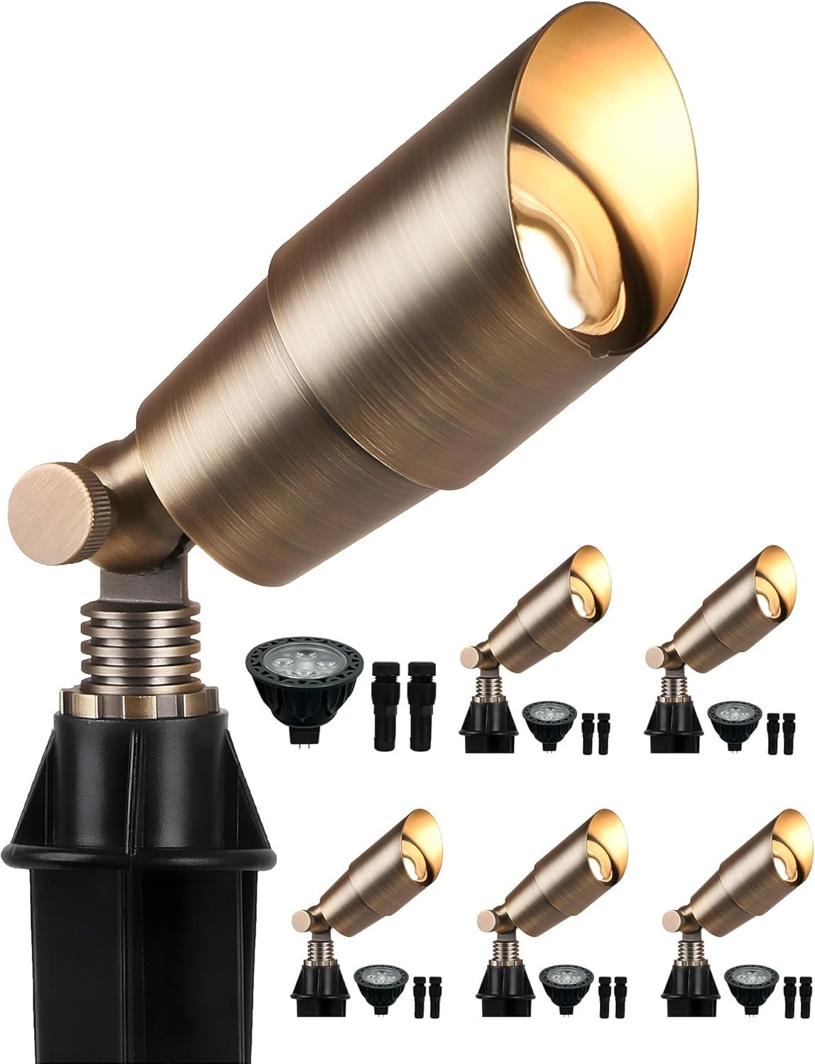 Solid Brass Low Voltage Landscape Lighting, Wired 12V LED Landscape Spotlights w gallery