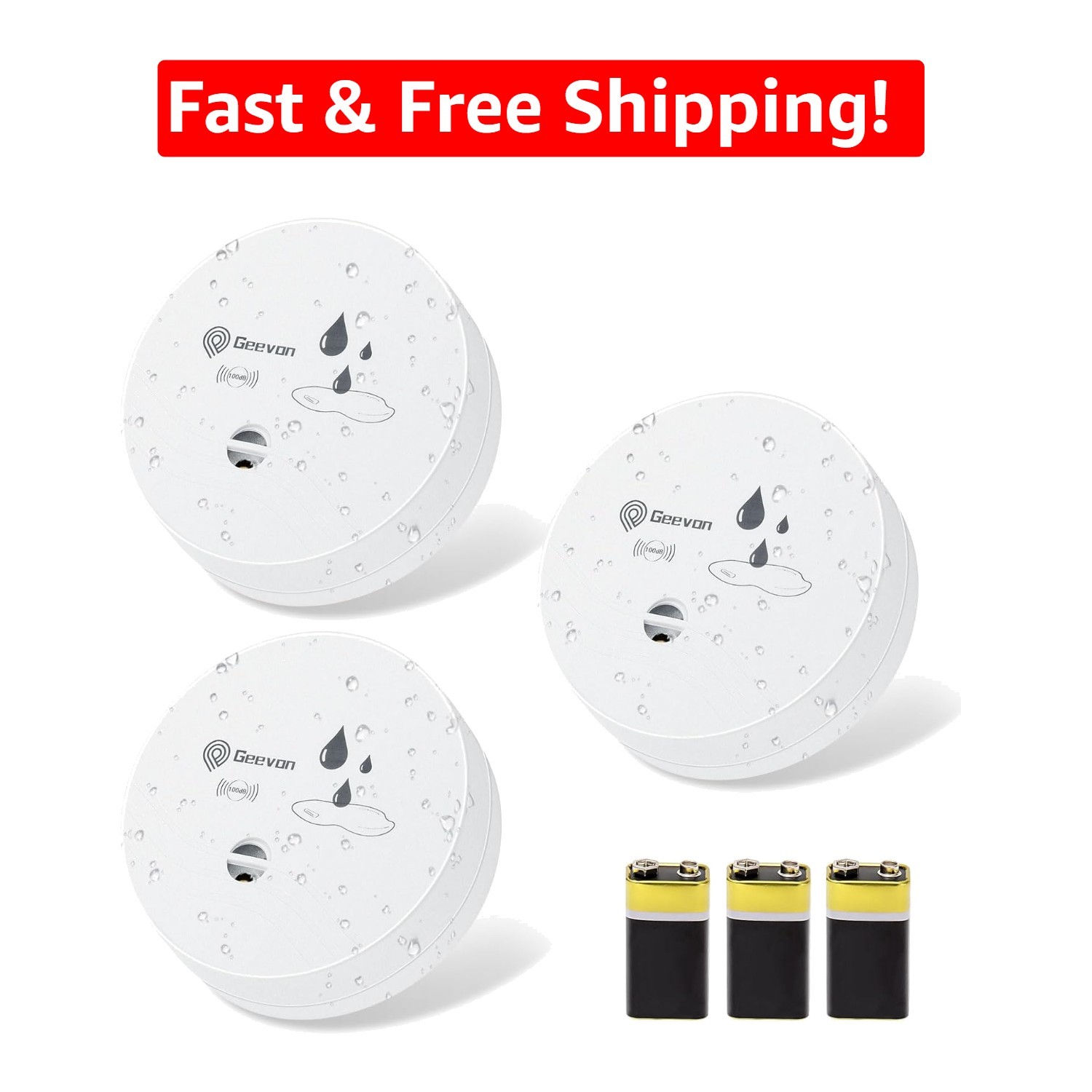 3 Pack Water Leak Detectors - 100dB Alarm for Home Safety & Flood Prevention gallery