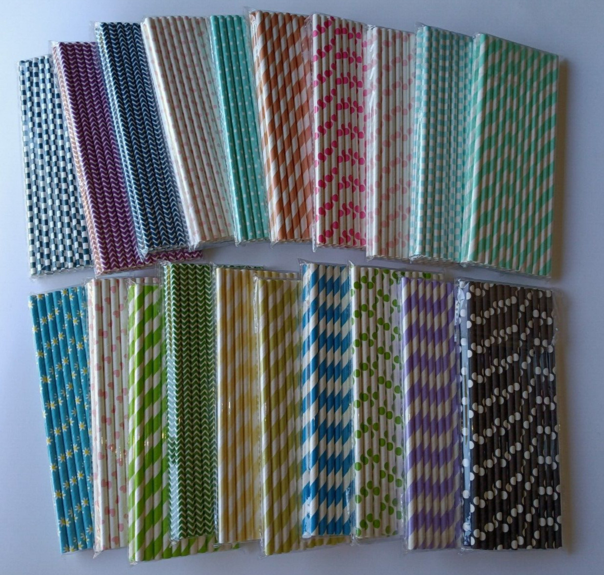 25 Packed Paper Straws Pattern Color -Biodegradable FDA Approved gallery