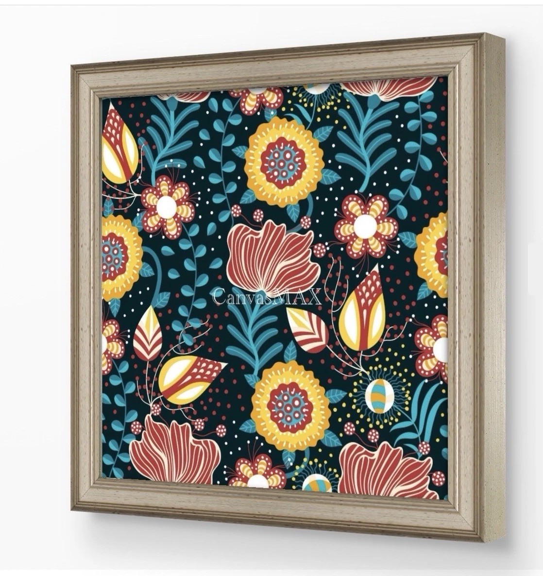 Cute Multicolor Modern Floral Wall Decor Square Print Ready to Frame (8x8) gallery