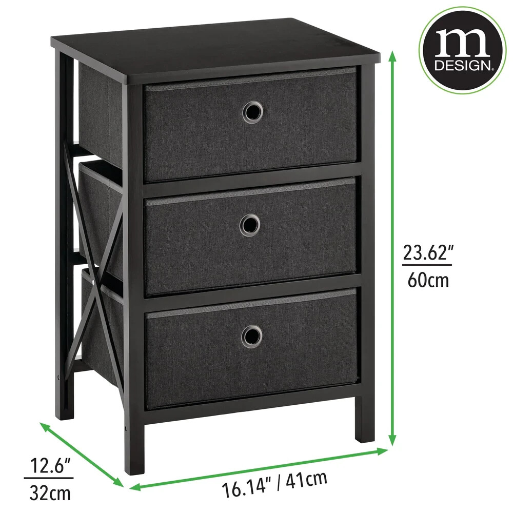 mDesign Dresser Storage Tower Organizer 3 Drawer Foldable Fabric Bins gallery