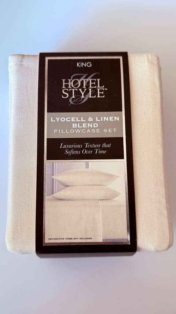 King Hotel Style Lyocell & Linen Blend Pillowcase Set Ivory/Cream Luxury Pillowc gallery