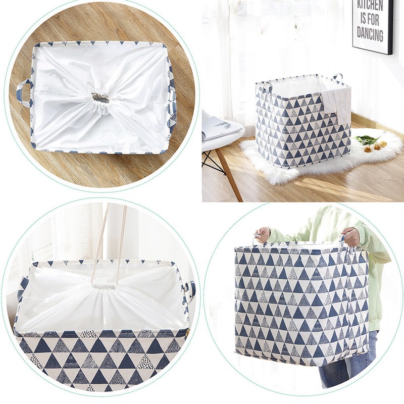US 100L Rectangular Laundry Basket Handle Drawstring Storage Bin Boxes Organizer gallery