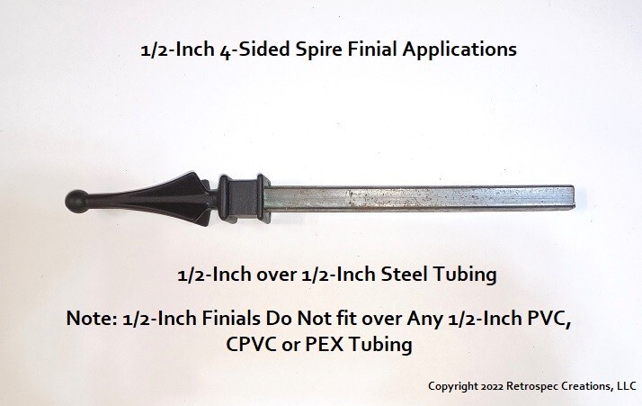25 EACH (1/2-INCH) BLACK PLASTIC IRON FENCE FINIAL TOPS 1-30 4-SIDED SPIRE gallery