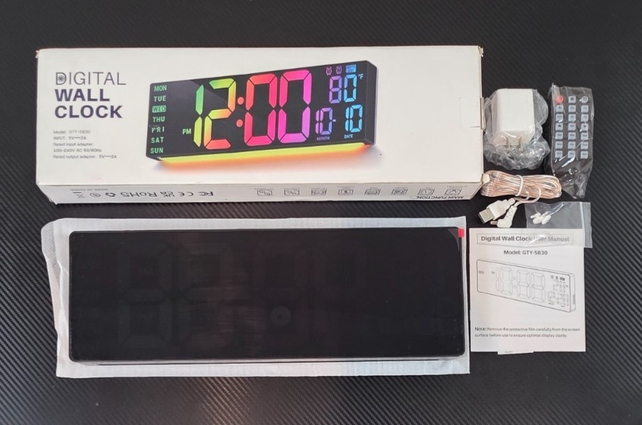 GTY-5830 Digital Wall Clock Large LED Display with Remote