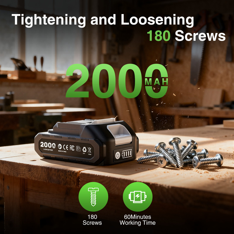 Taskstar 1/4" Hex Brushless Impact Driver Cordless 1994in-lbs 2300RPM 2000mah gallery