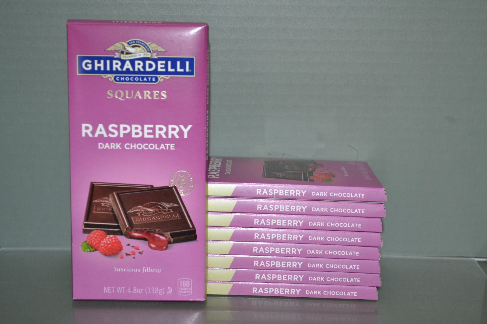 (9) Ghirardelli Dark Chocolate Raspberry Squares Bars, 4.8 oz Each, BB Date 9/26 gallery