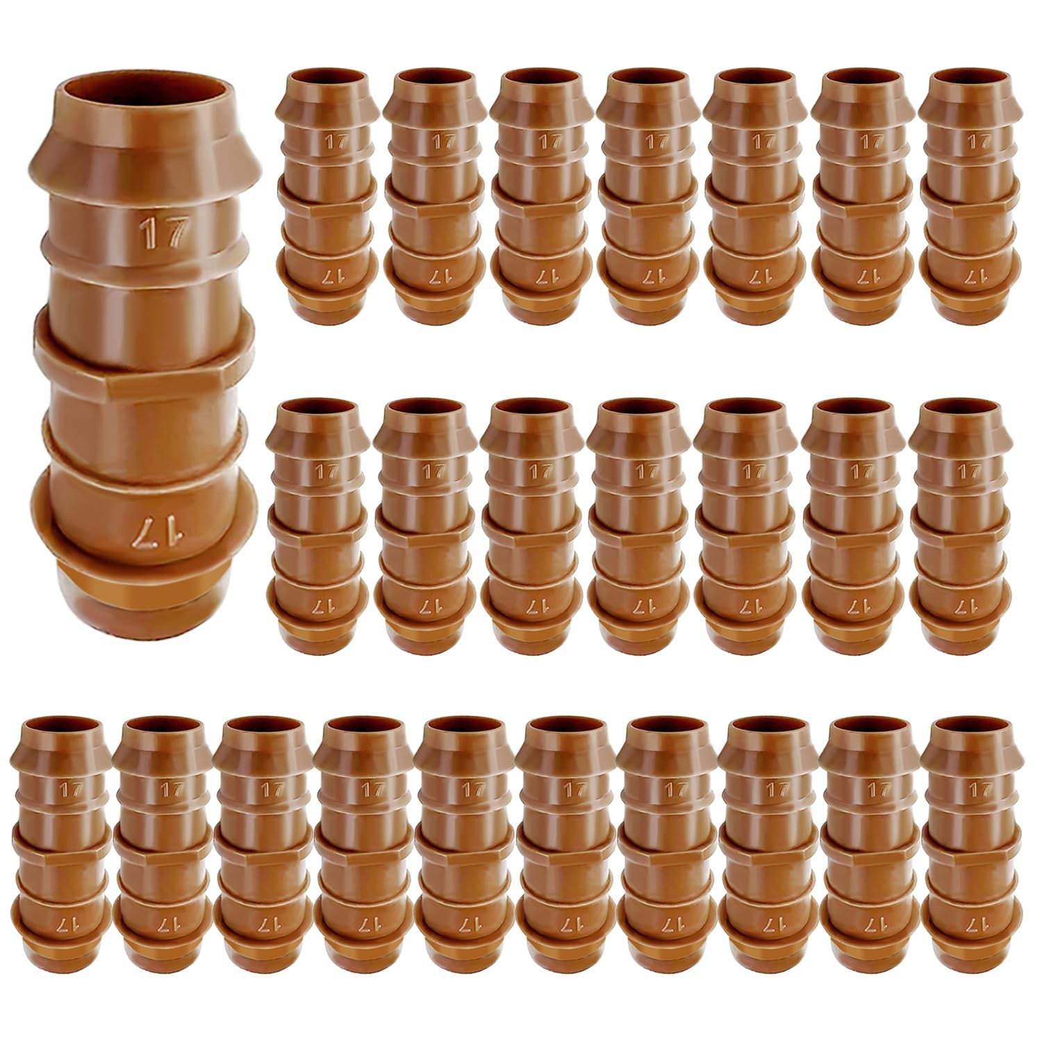 25 Pack Drip Irrigation Barbed Coupling Fittings 1/2 Inch 17mm, 0.600" ID Dr... gallery