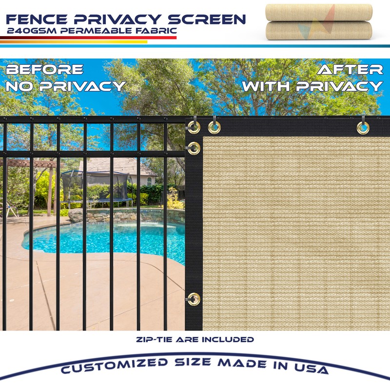 16ft Privacy Fence Screen Windscreen Garden Heavy Duty Mesh Shade Cover Sand gallery