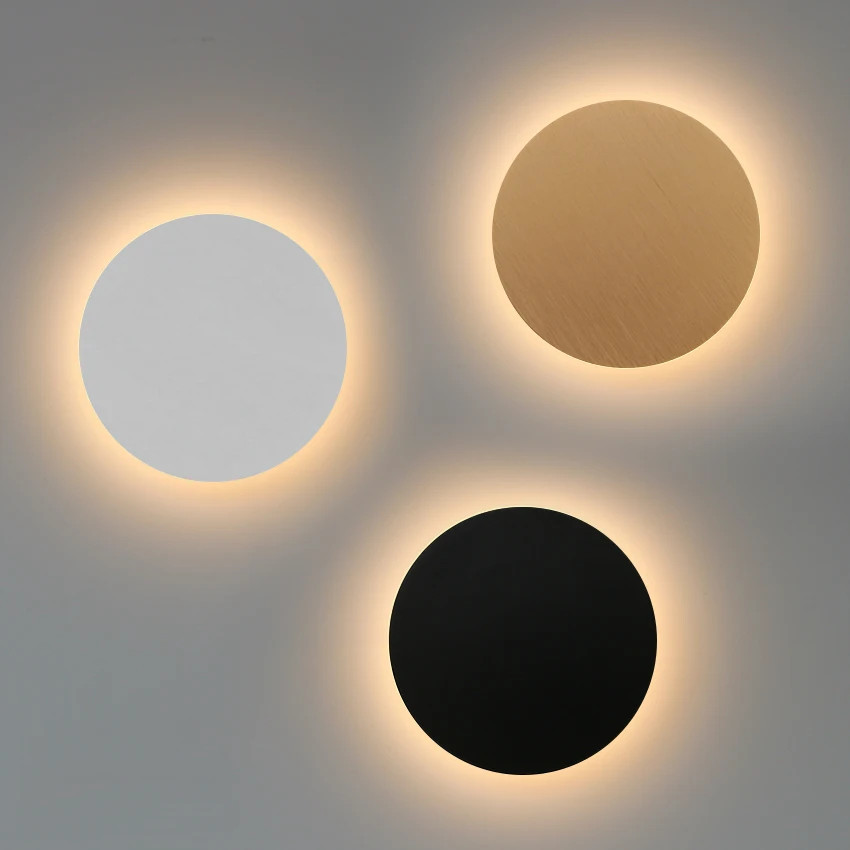 Modern Round Wall Lamp 15cm/20cm LED Black/White/Gold Aluminum Acrylic Light gallery