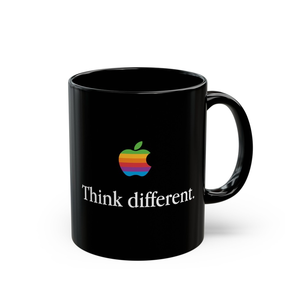Think Different Apple Computer Ceramic Black Mug Best Gift Tea Coffee Mug 11oz