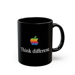 Think Different Apple Computer Ceramic Black Mug Best Gift Tea Coffee Mug 11oz