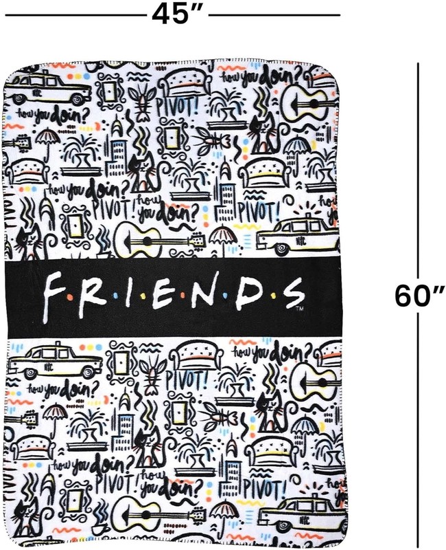 Friends TV Show Logo Fleece Throw Blanket 45" x 60" Cafe Taxi Cat White gallery