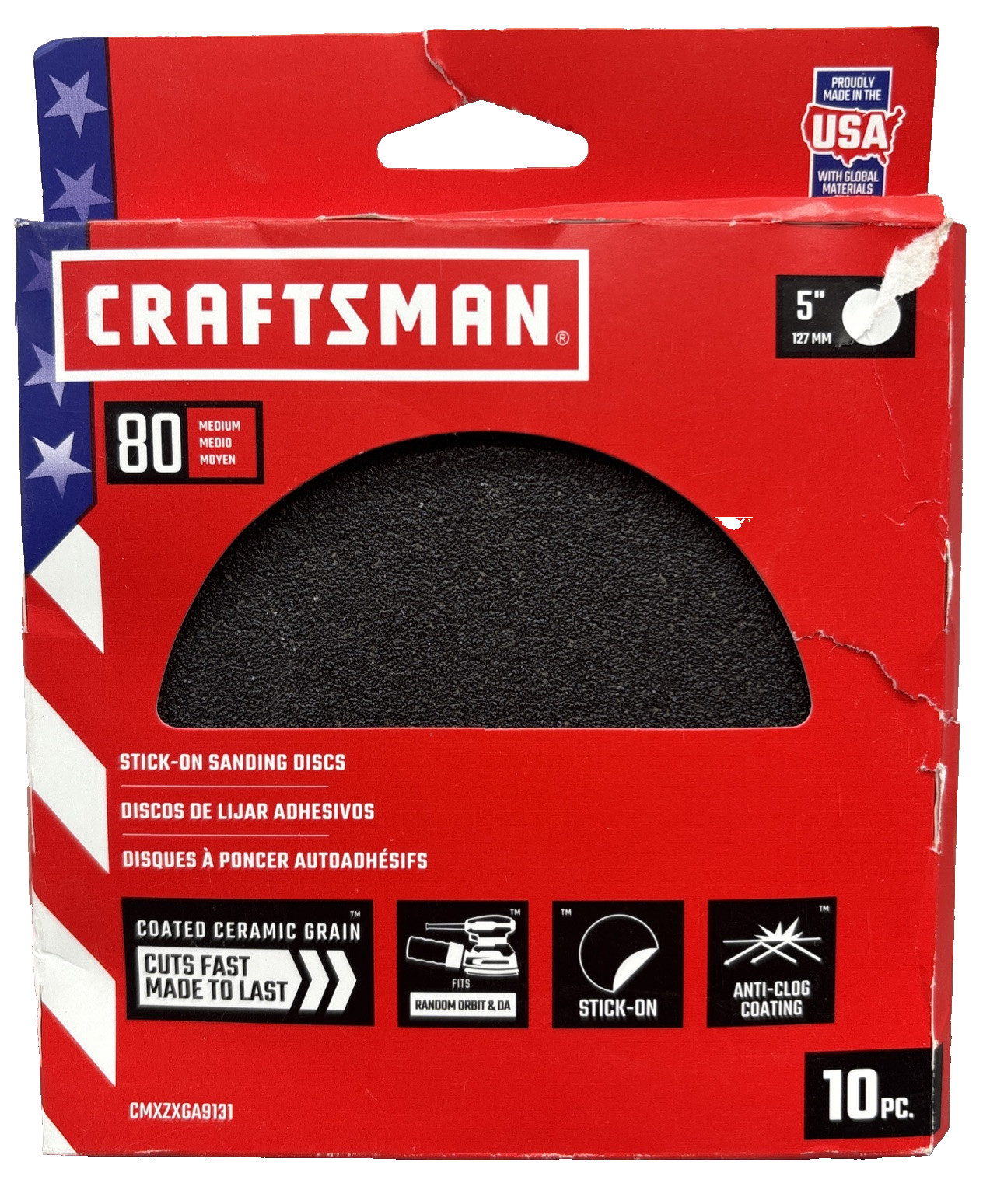 CRAFTSMAN 5 In Stick On Sanding Discs, 80 Grit 10-pc, Anti-Clog Coating {KK} gallery