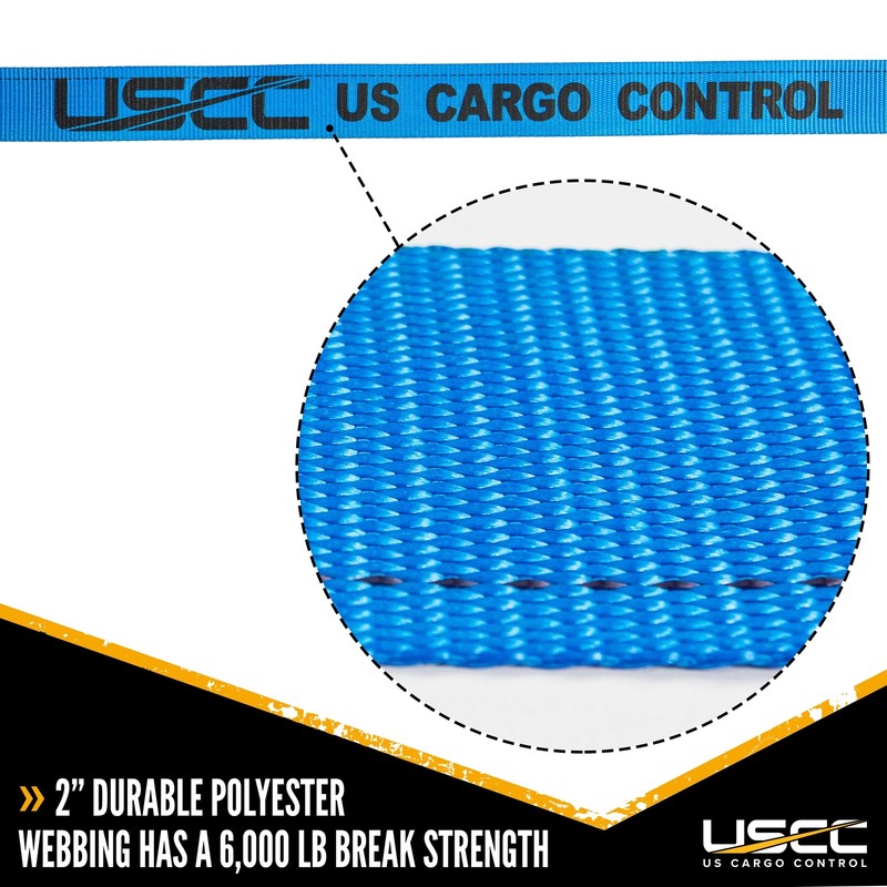USCC 2" X 20' E Track Ratchet Strap w/Double-Fitted End - Blue 4PK gallery