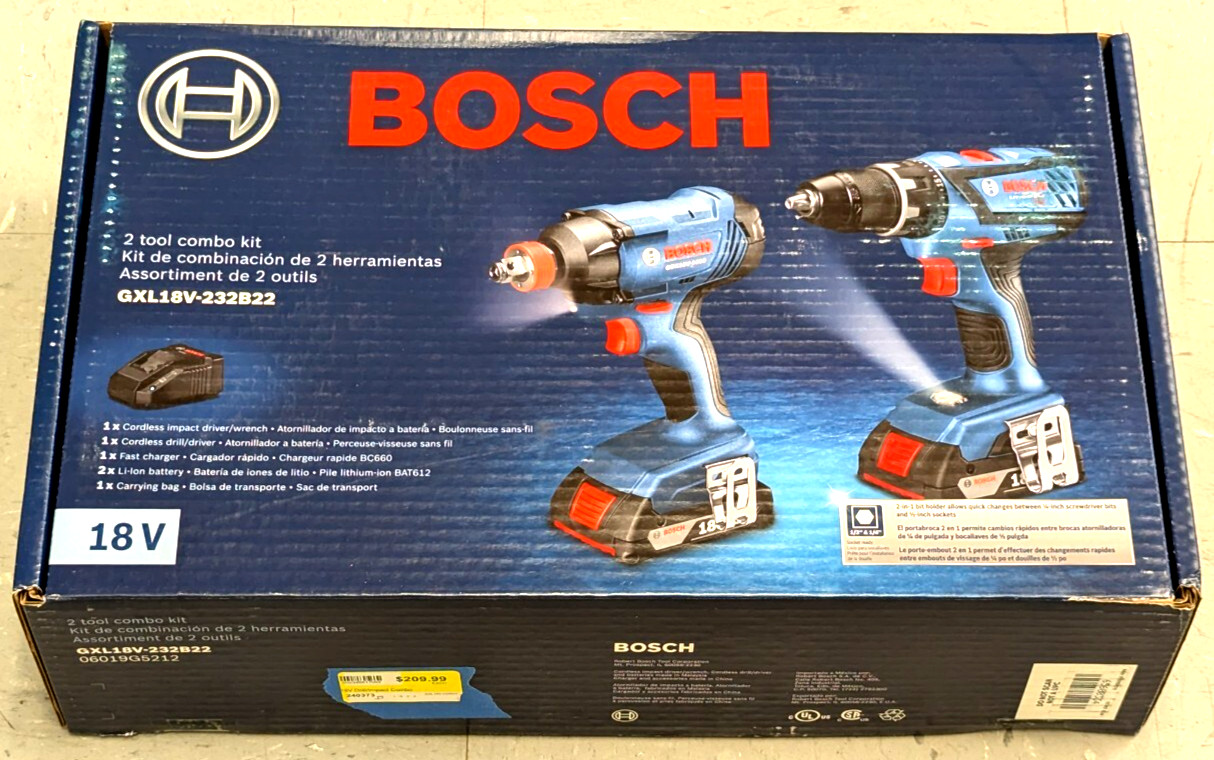 NEW BOSCH 18V Drill & Impact Combo Kit - GXL18V-232B22- F. Ship gallery