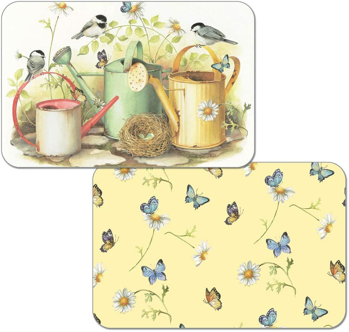 Wipe-Clean Reversible Decofoam Placemats, Chickadees & Butterflies, Set of 4, gallery