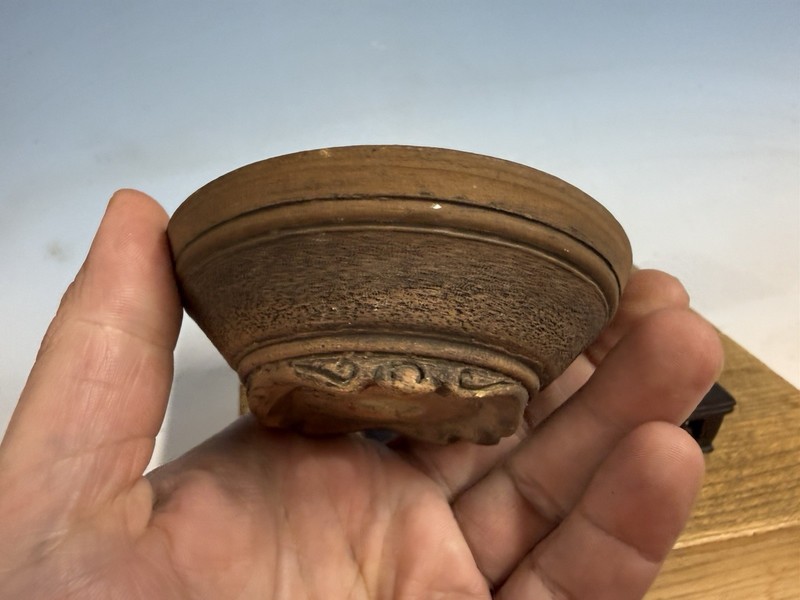 Japanese Unknown Maker Shohin Bonsai Tree Pot 3 3/4 By 1 1/4” Handmade Unglazed gallery