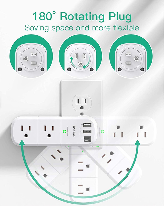 Outlet Extender with Rotating Plug, Surge Protector 6 AC Multi Plug Wall Outlet gallery