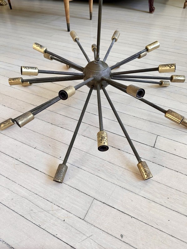 Vintage Brass MCM Atomic Sputnik Ceiling Light Chandelier Starburst Bulbs gallery