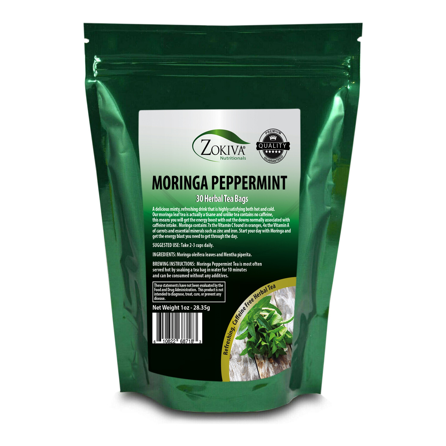 Moringa Peppermint Tea Bags (30) All-Natural, Premium - Caffeine-Free Herbal Tea gallery