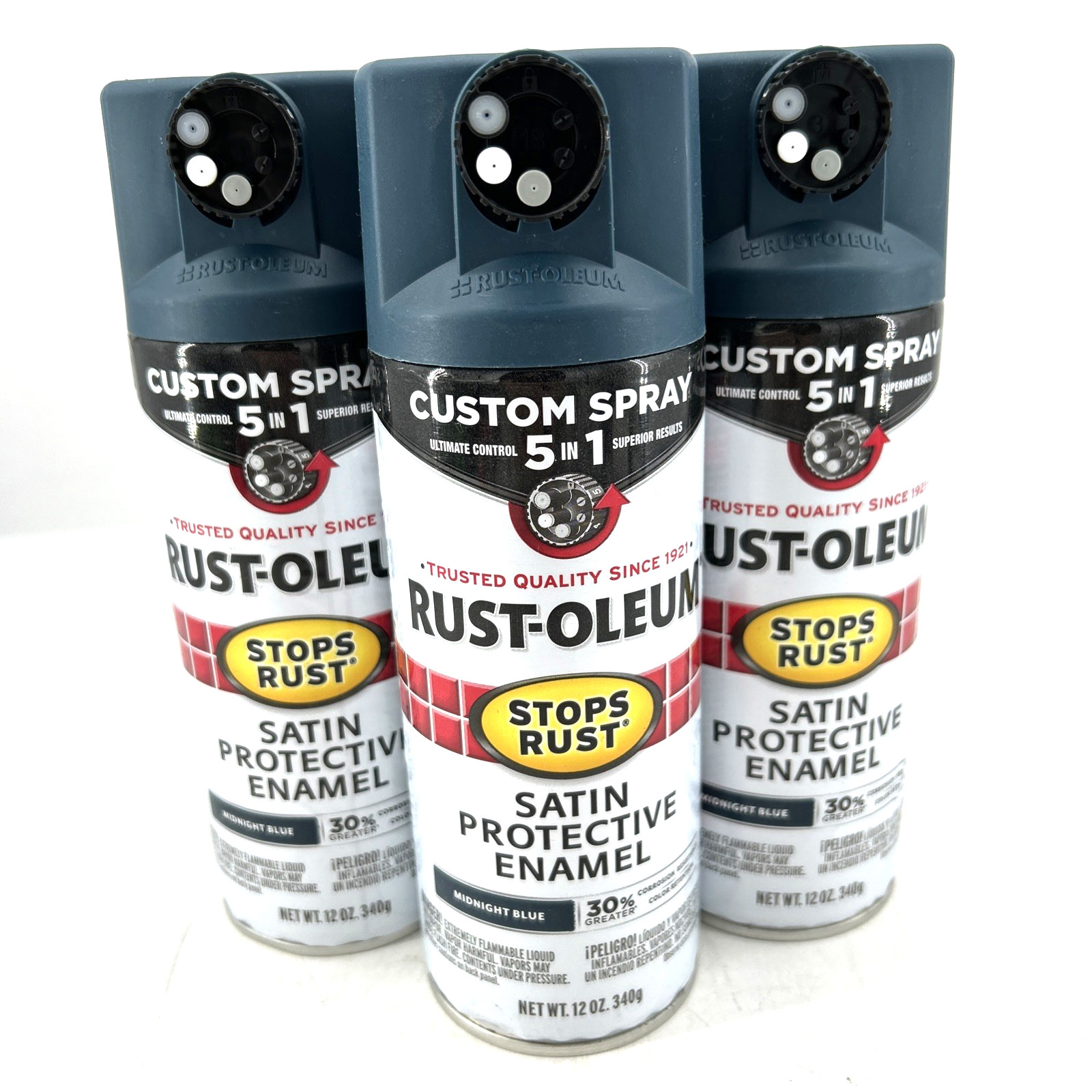 Rust-Oleum Satin Protective Enamel Spray Paint 12 oz Lot Of 3 Midnight Blue gallery